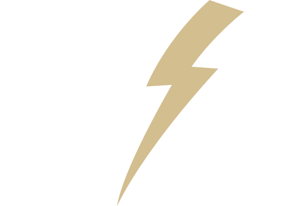 The image shows the letters "ME" with a stylized gold lightning bolt cutting through them.